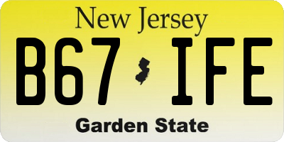 NJ license plate B67IFE