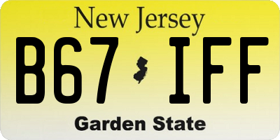 NJ license plate B67IFF