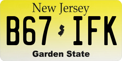 NJ license plate B67IFK