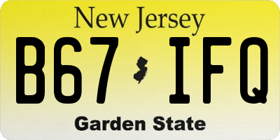 NJ license plate B67IFQ