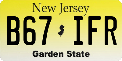 NJ license plate B67IFR