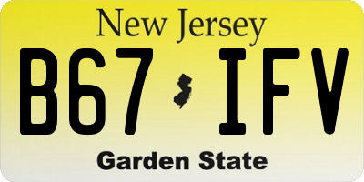 NJ license plate B67IFV