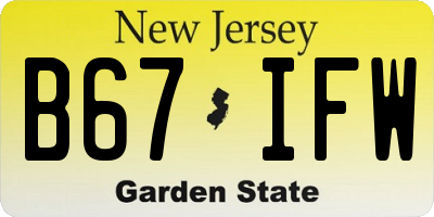 NJ license plate B67IFW