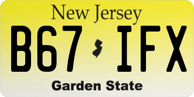 NJ license plate B67IFX
