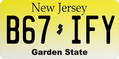 NJ license plate B67IFY