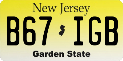 NJ license plate B67IGB