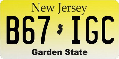 NJ license plate B67IGC