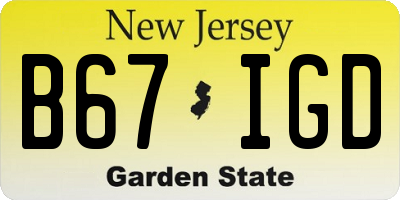 NJ license plate B67IGD