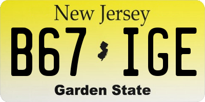 NJ license plate B67IGE