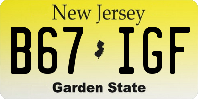 NJ license plate B67IGF