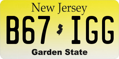 NJ license plate B67IGG