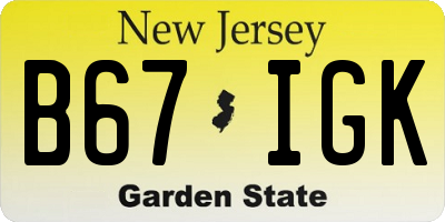 NJ license plate B67IGK