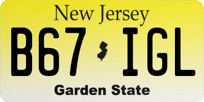 NJ license plate B67IGL