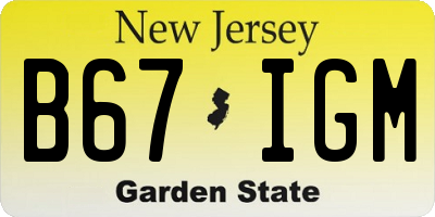 NJ license plate B67IGM