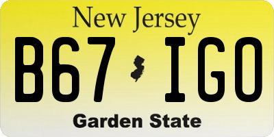 NJ license plate B67IGO