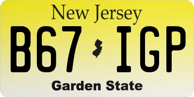NJ license plate B67IGP