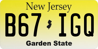 NJ license plate B67IGQ
