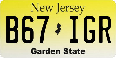 NJ license plate B67IGR