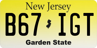 NJ license plate B67IGT