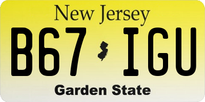 NJ license plate B67IGU