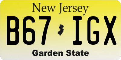 NJ license plate B67IGX