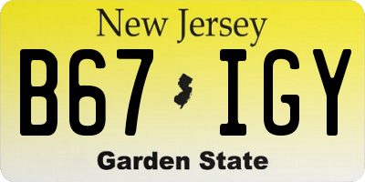 NJ license plate B67IGY