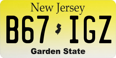NJ license plate B67IGZ