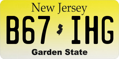 NJ license plate B67IHG