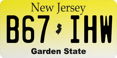 NJ license plate B67IHW