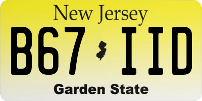 NJ license plate B67IID