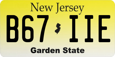 NJ license plate B67IIE