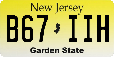 NJ license plate B67IIH