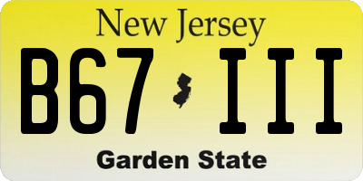 NJ license plate B67III