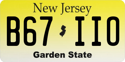 NJ license plate B67IIO