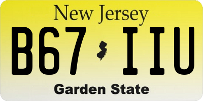 NJ license plate B67IIU