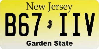 NJ license plate B67IIV