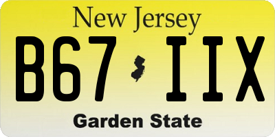 NJ license plate B67IIX