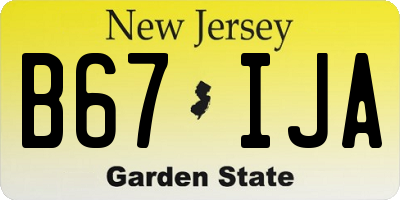 NJ license plate B67IJA