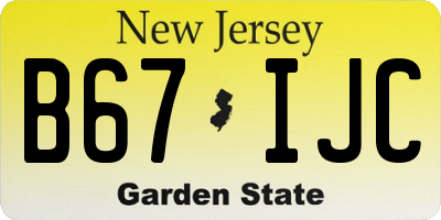 NJ license plate B67IJC