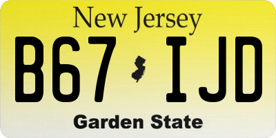 NJ license plate B67IJD