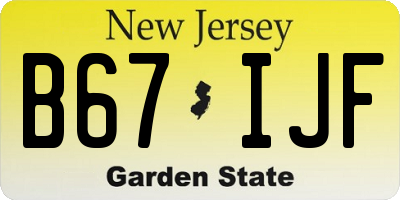 NJ license plate B67IJF