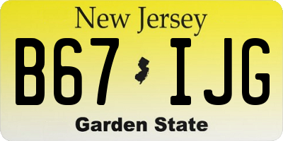 NJ license plate B67IJG