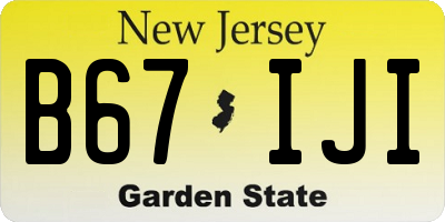 NJ license plate B67IJI