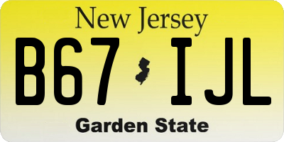 NJ license plate B67IJL
