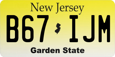 NJ license plate B67IJM