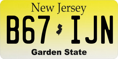 NJ license plate B67IJN