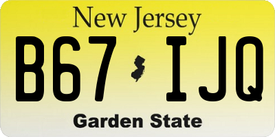 NJ license plate B67IJQ