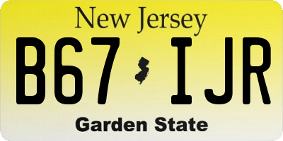 NJ license plate B67IJR
