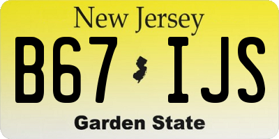 NJ license plate B67IJS
