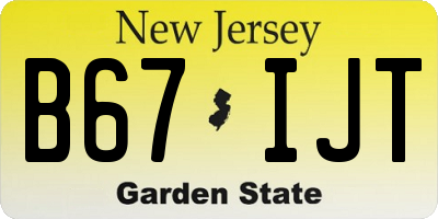 NJ license plate B67IJT